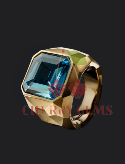 Imperial Blue Topaz Faceted Gold Ring