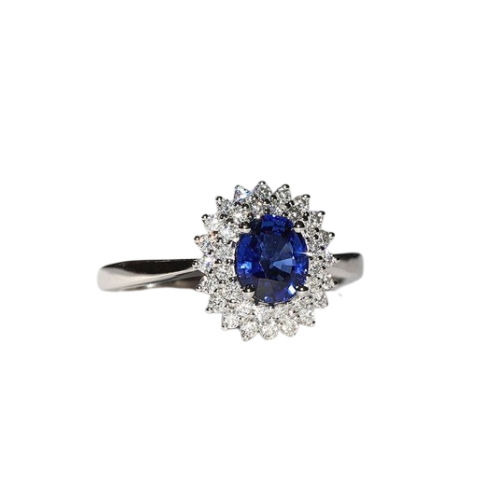 Double Halo Sapphire Ring