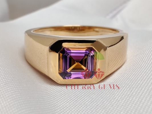 Enchanting Ametrine Gold Signet Ring