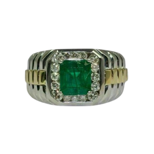 Emerald Radiance Two-Tone Ring