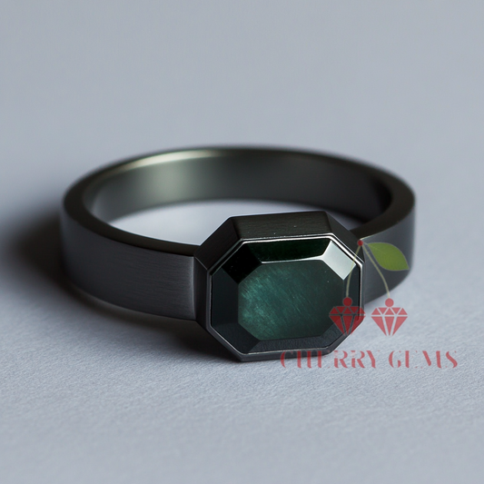 Modern Octagonal Emerald Ring