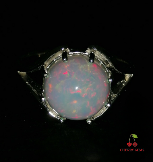 Natural White Opal Ring
