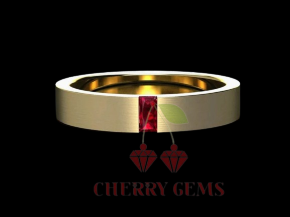 Red Jewel: Refined Gold Band Ring