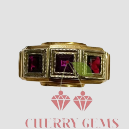 Royal Majesty: Triple Ruby Gold Ring