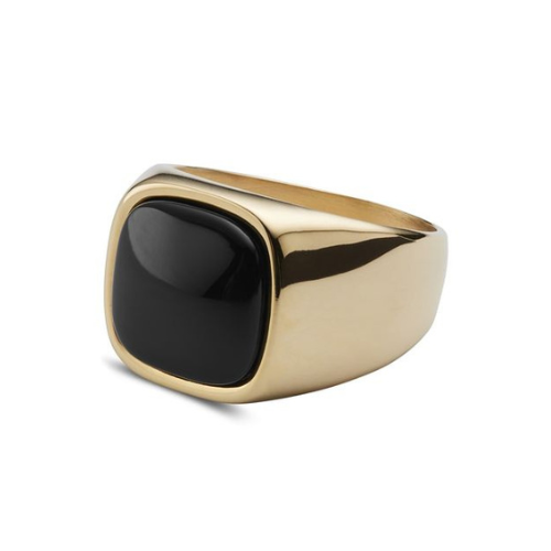 Bold Black Onyx Gold Ring