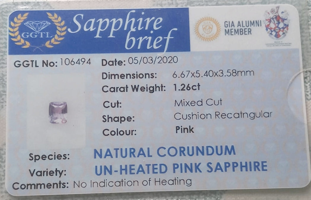 Natural Pink Sapphire: Pink Cascade 1.26cts - PS1 (24)