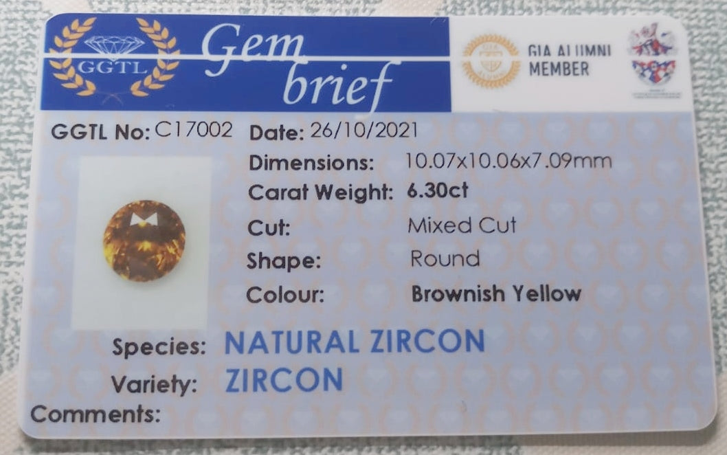 Natural Certified Zircon: Dazzling Aurora 6.30cts- ZI2 (24)