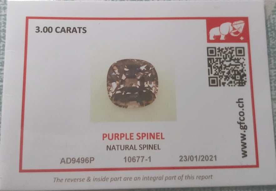 Natural Certified  Spinel: Amethystine Spinel 3.00cts- SP4 (24)