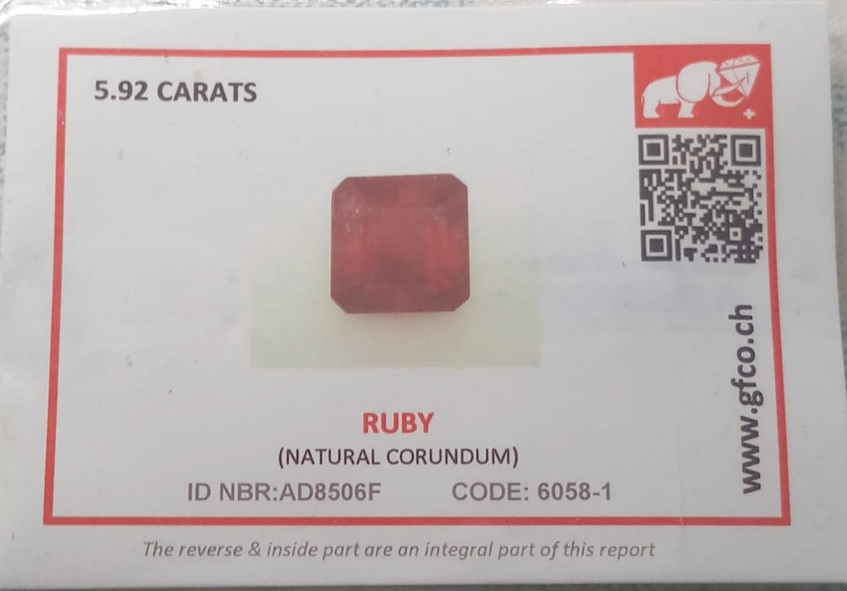 Natural Ruby: Crimson Majesty 5.92cts- R1 (24)