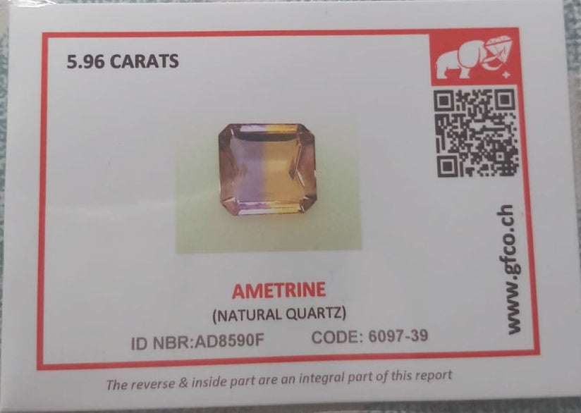 Natural Certified Ametrine: Harmonic Hueflow 5.96cts- AMET33 (24)