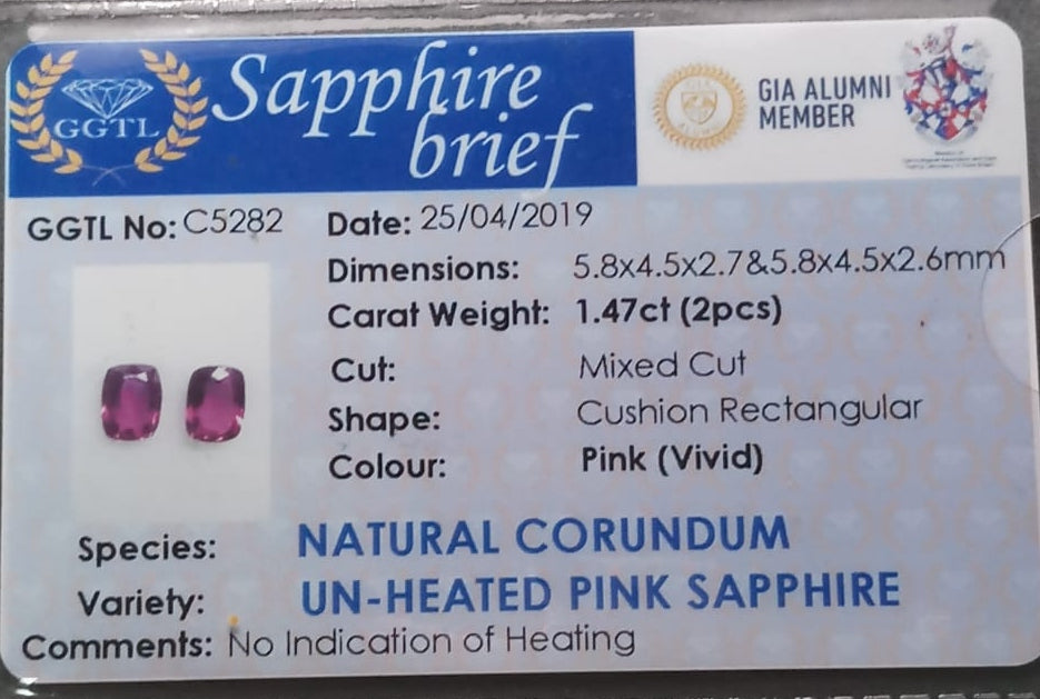 Natural Pair Sapphire: Fuchsia Fantasy 1.47cts- SA22 (24)