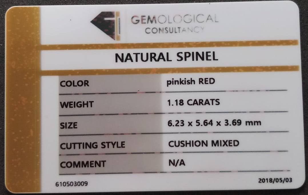 Natural Certified Spinel: Ruby Essence 1.18cts- SP01 (24)