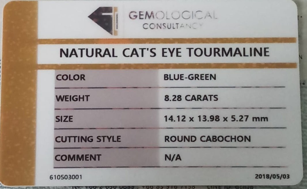 Natural Certified Tourmaline Catseye: Emerald Veil 8.28cts- TC02 (24)