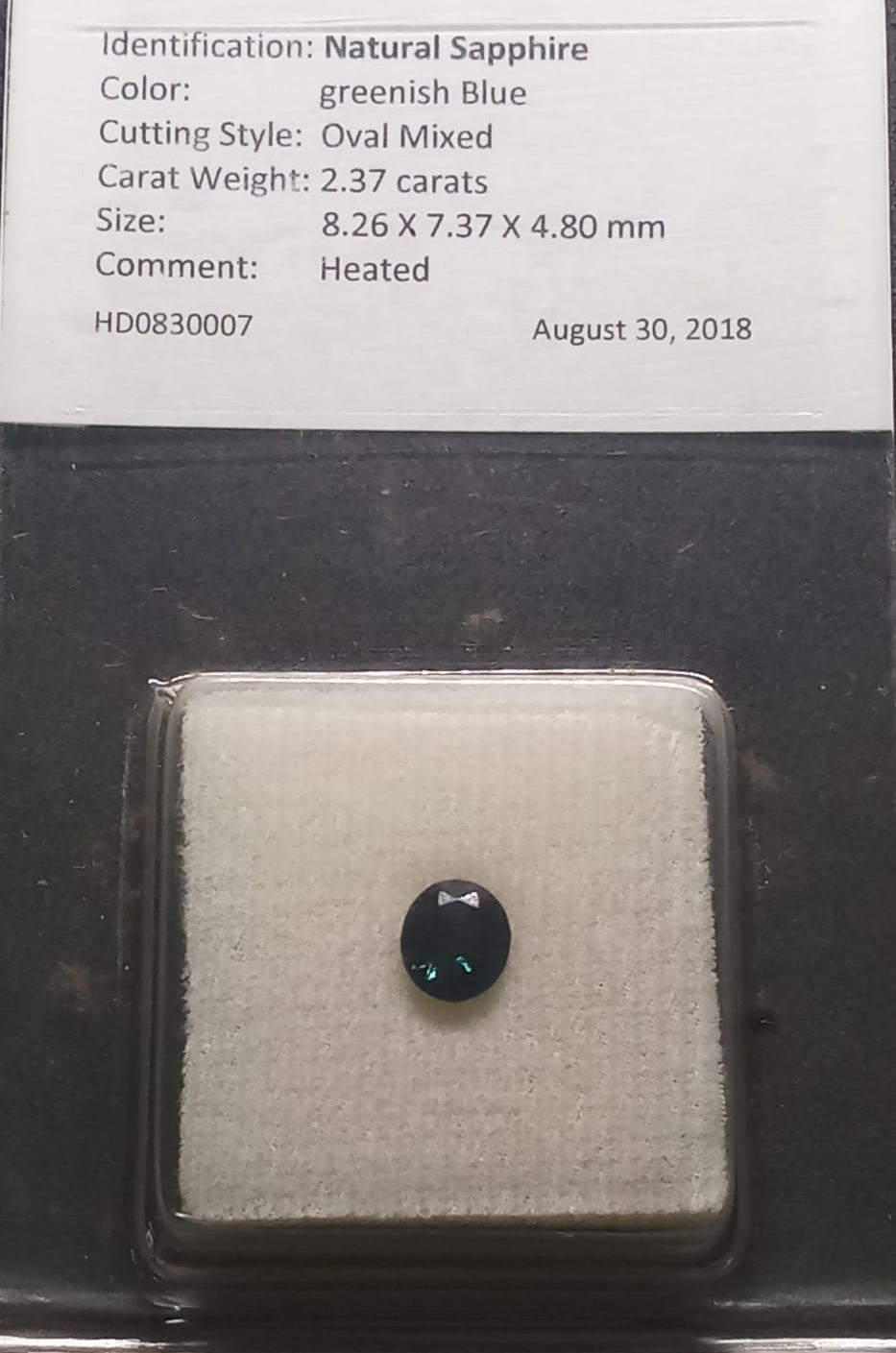 Natural Certified Sapphire: Turquoise Meadows 2.37cts- SA02 (24)