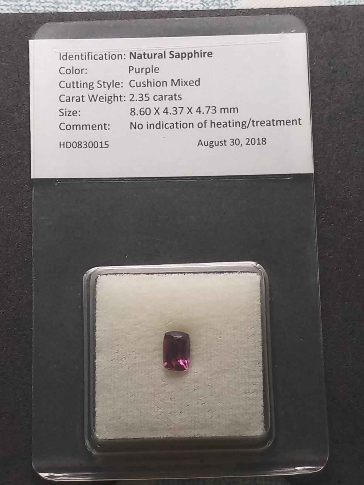 Natural Certified Sapphire: Plum Majesty 2.35cts- SA06 (24)