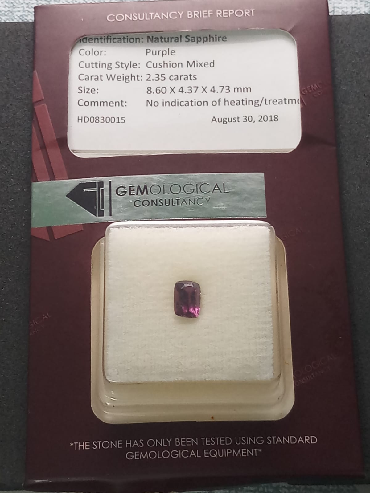 Natural Certified Sapphire: Plum Majesty 2.35cts- SA06 (24)