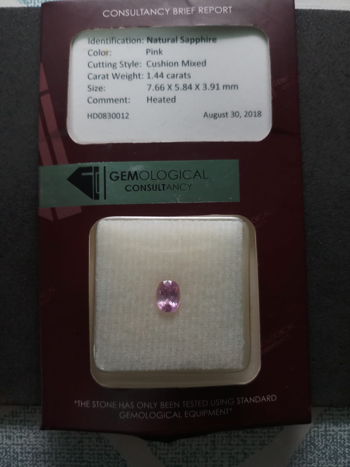 Natural Certified Pink Sapphire: Angel Whisper 1.44cts- SA07 (24)