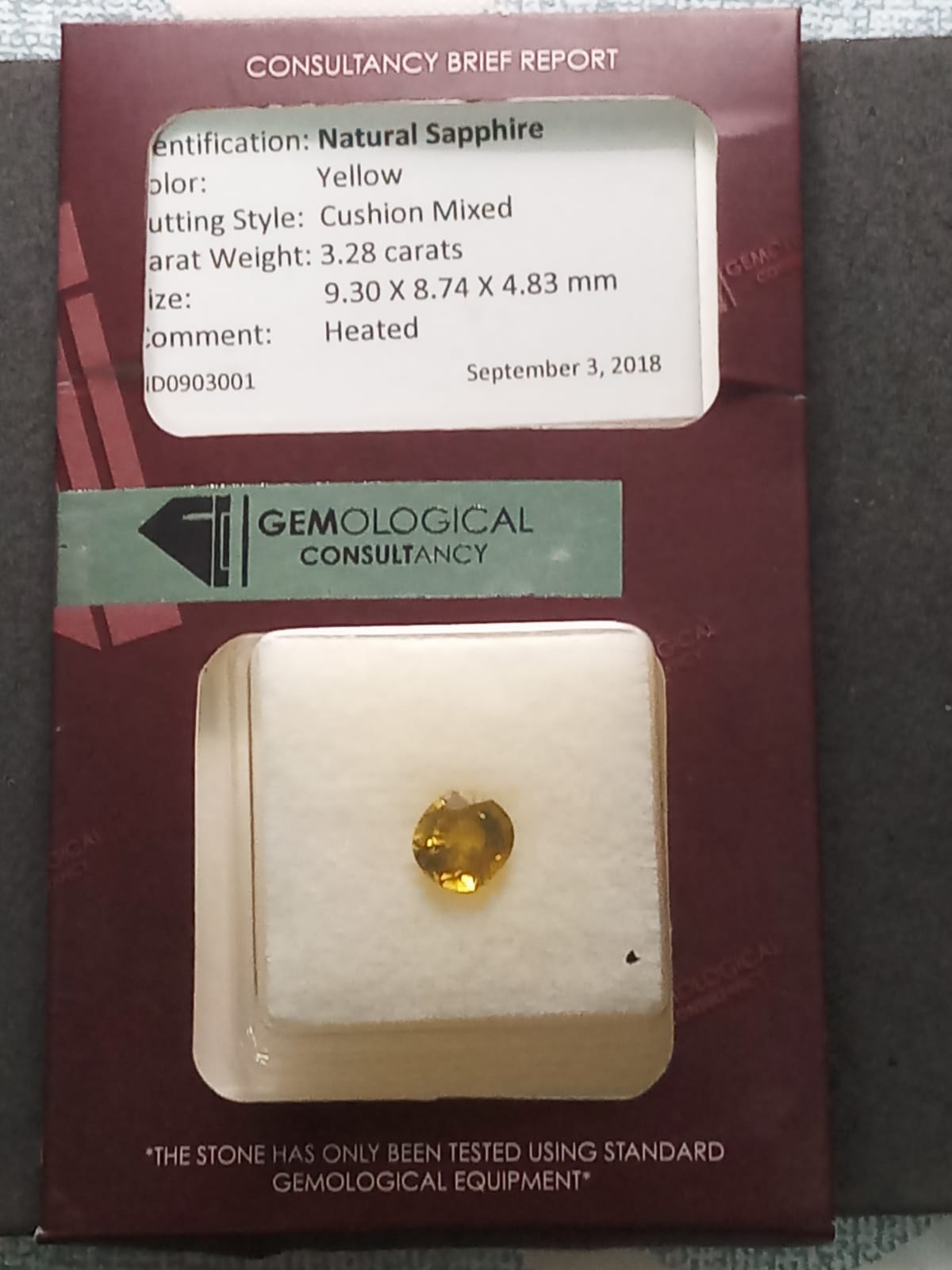 Natural Certified Yellow Sapphire: Sunburst Blaze 3.28cts- SA08 (24)