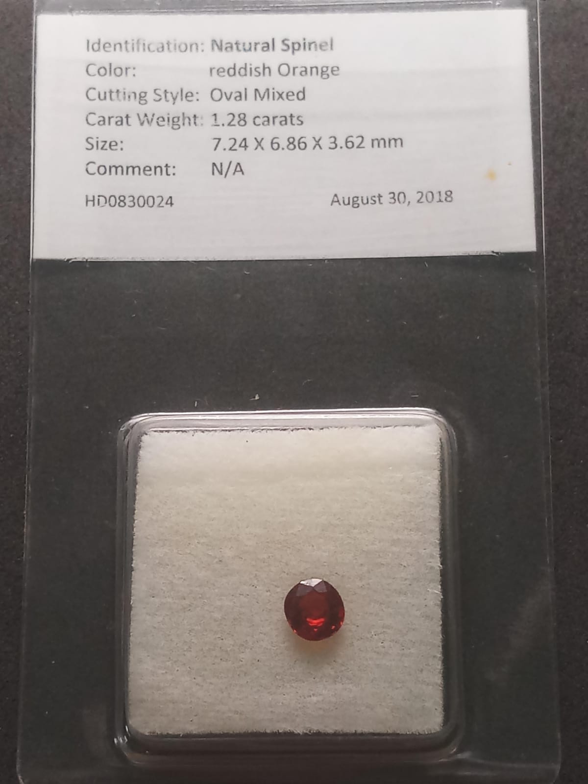 Natural Certified Red Spinel: Carmine Radiance 1.28cts- SP33 (24)