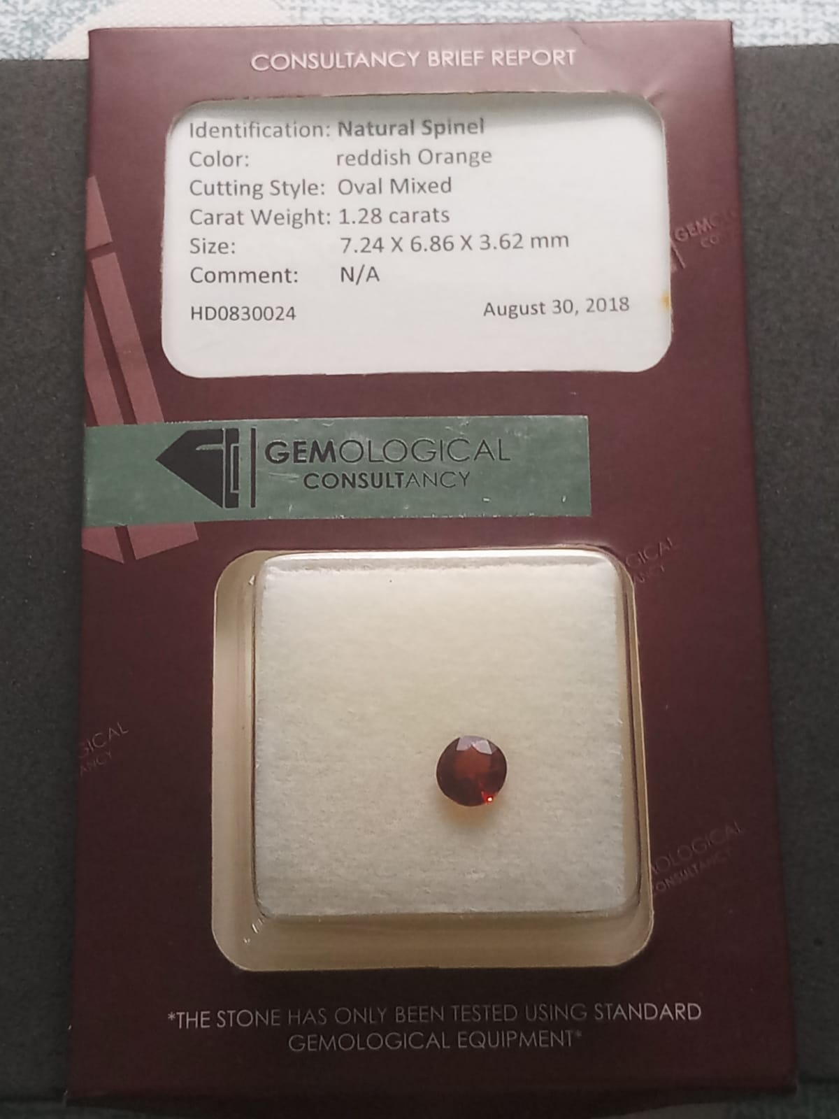 Natural Certified Red Spinel: Carmine Radiance 1.28cts- SP33 (24)