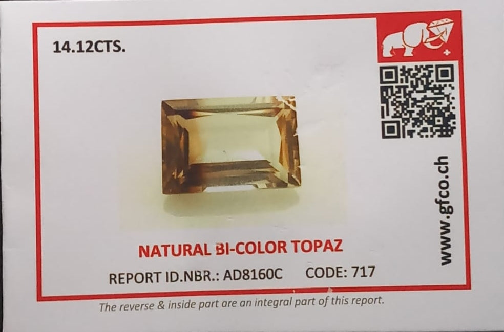 Natural Swiss Lab Certified Rectangle Shaped Bi-Color Topaz 14.12cts- 2BCQ104C9 (24)