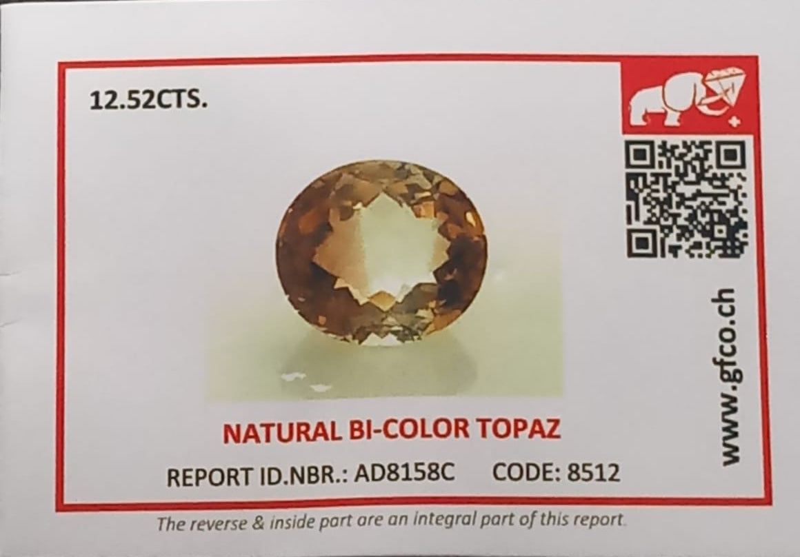 Natural Swiss Lab Certified Oval Shaped Bi-Color Topaz 12.52cts- 2BCQ103C8