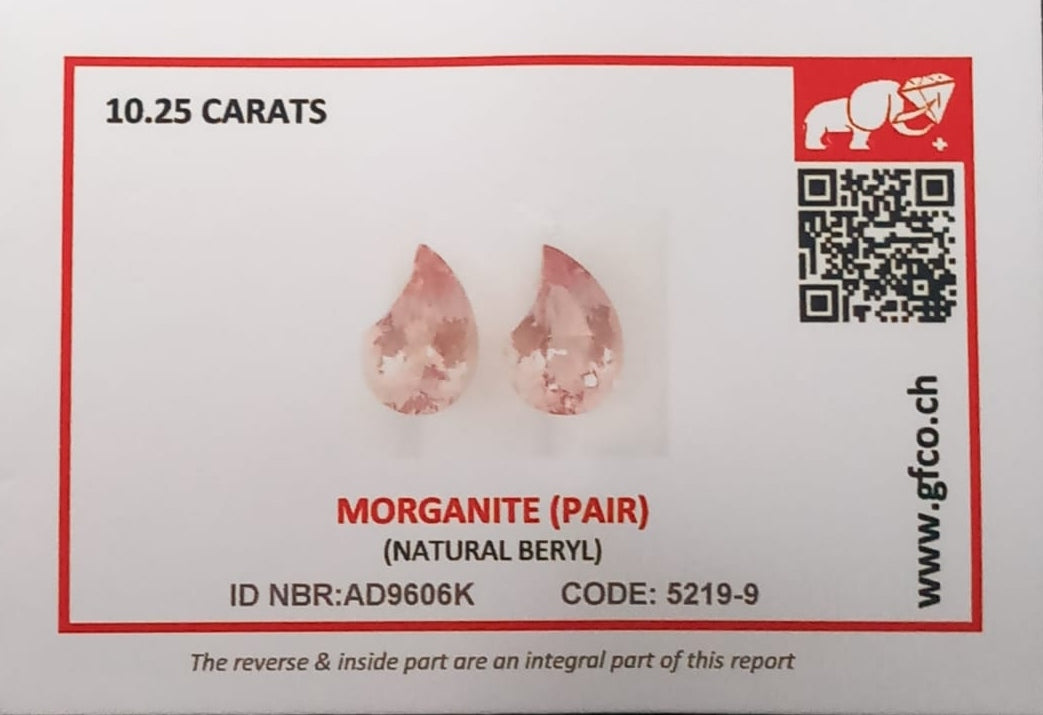 Natural Pair Morganite: Peachy Serenity Harmony 10.25cts- MORG3 (24)