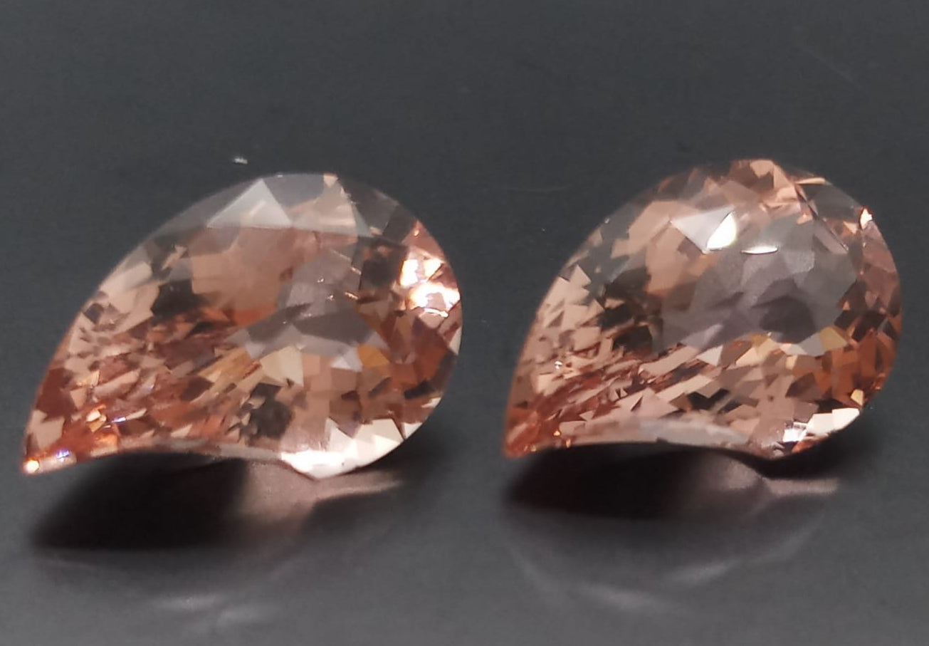 Natural Pair Morganite: Peachy Serenity Harmony 10.25cts- MORG3 (24)