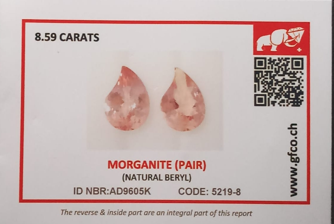 Natural Pair Morganite: Peachy Keen Connection 8.59cts- MORG4 (24)