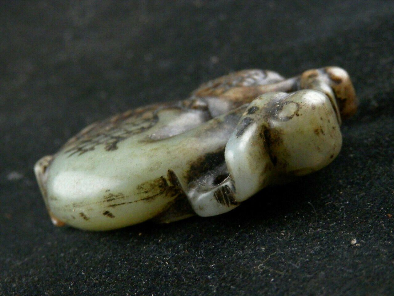 Chinese Jade Hand Carved Young On Duck Pendant