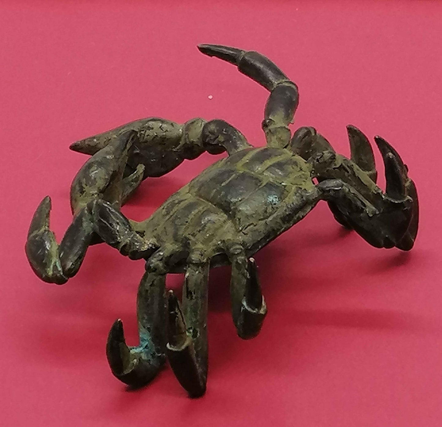 Asian old copper crab statue figure tea tray noble decoration collectable gift