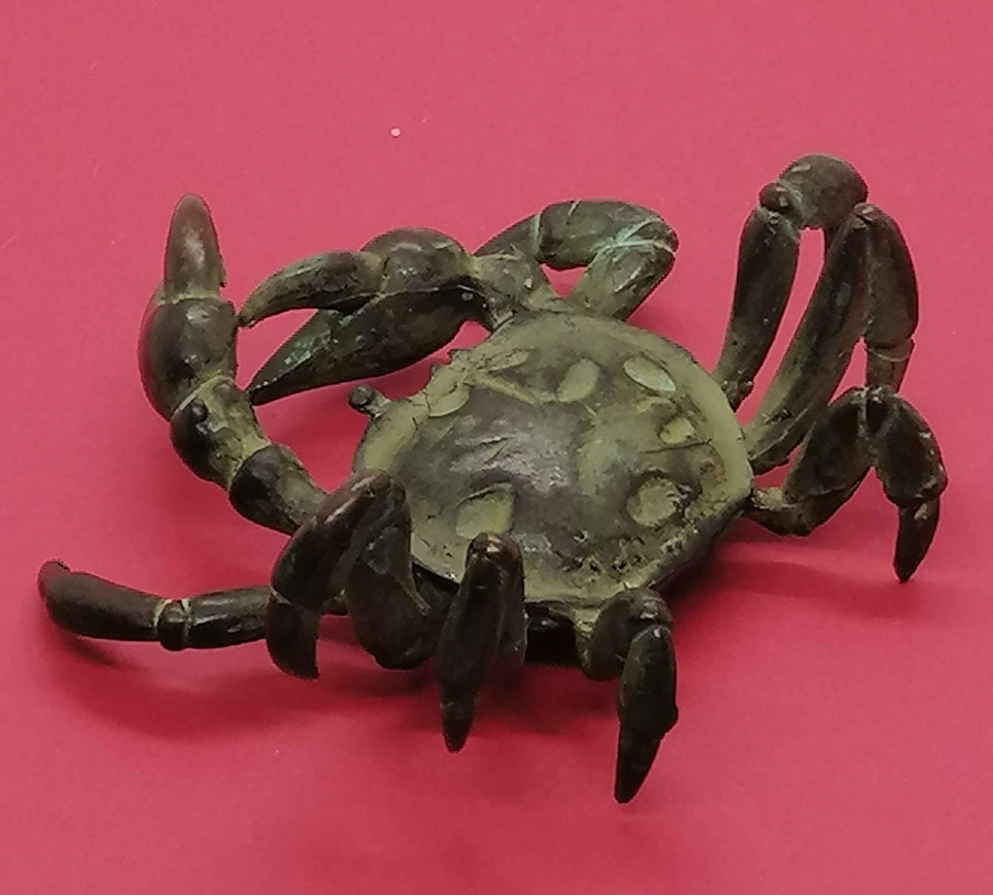 Asian old copper crab statue figure tea tray noble decoration collectable gift