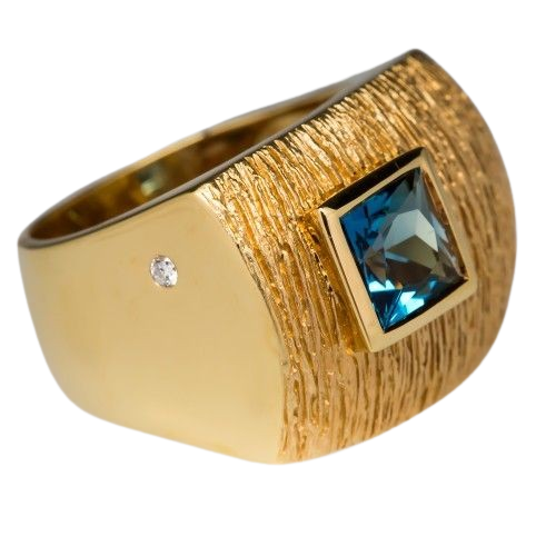 Textured Blue Topaz Statement Ring