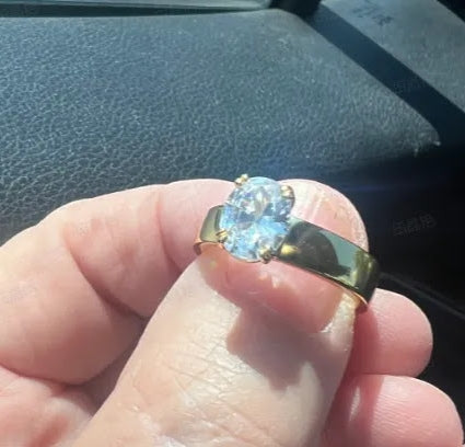 2.5ct Oval White Sapphire Engagement Ring in Gold
