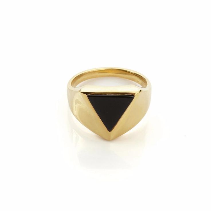 Gold Triangle Black Onyx Ring