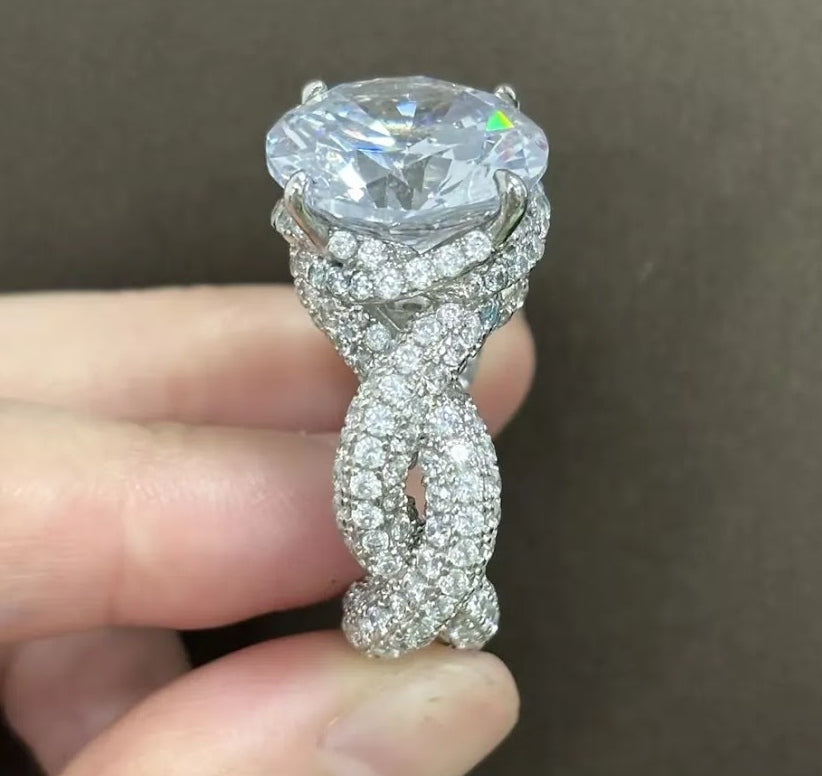 4ct Round-Cut White Sapphire Engagement Ring