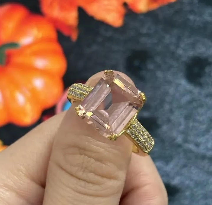 Gorgeous 6 Carat Emerald Cut Champagne Sapphire Engagement Ring