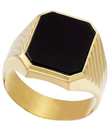 Bold Hexagonal Onyx Ring