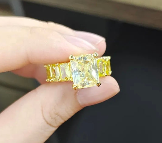 Striking 12-Carat Yellow Sapphire Eternity Band