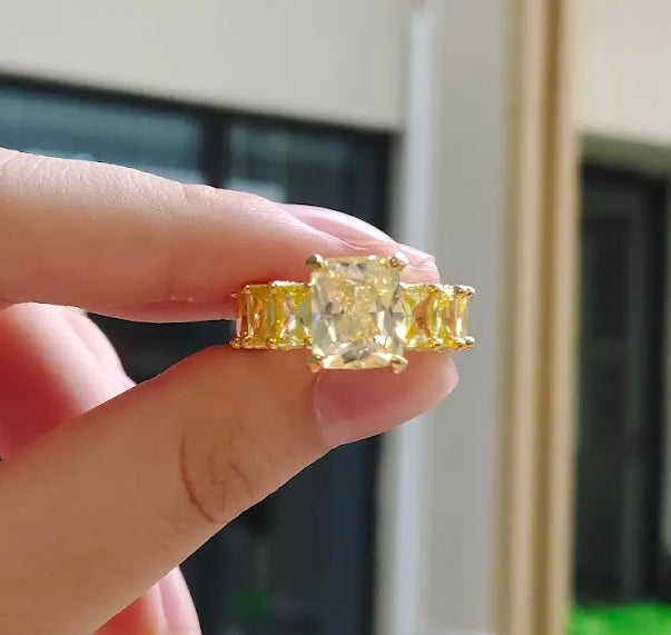Striking 12-Carat Yellow Sapphire Eternity Band