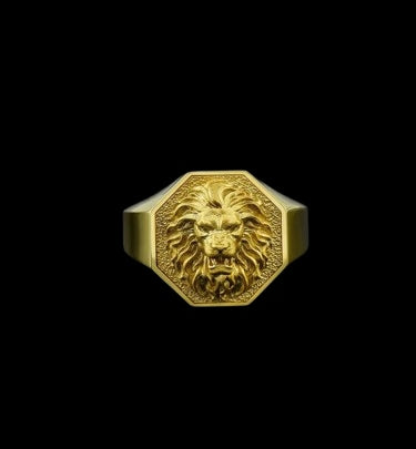 Regal Octagon Lion Ring