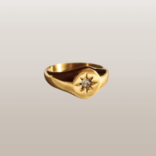 North Star Diamond Signet Ring