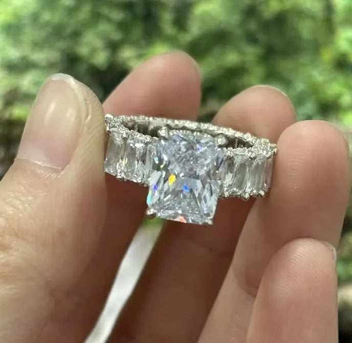 Fascinating 5ct Radiant-Cut White Sapphire Engagement Ring