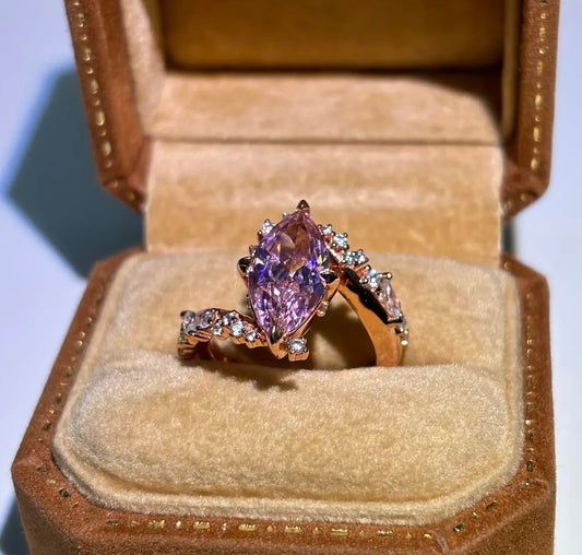 3ct Marquise Pink Sapphire Engagement Ring in Rose Gold