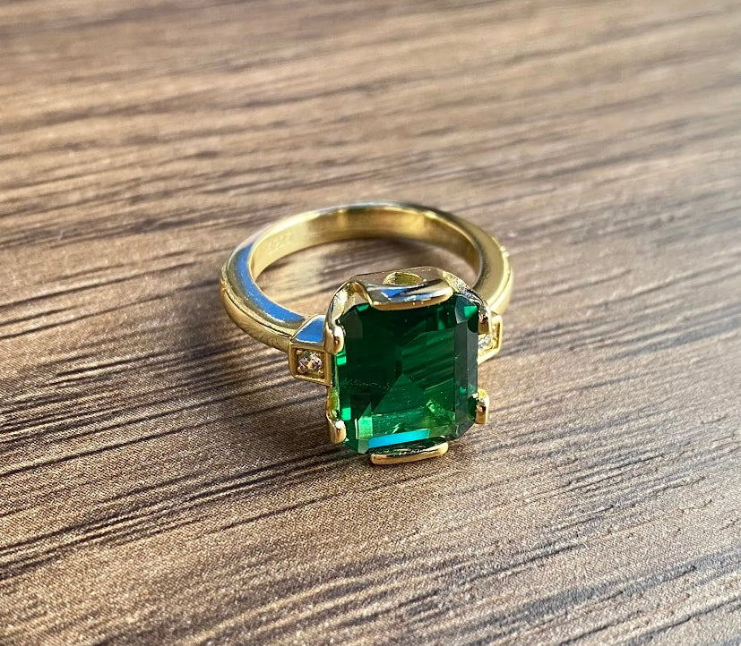 5ct Emerald-Cut Green Sapphire Ring