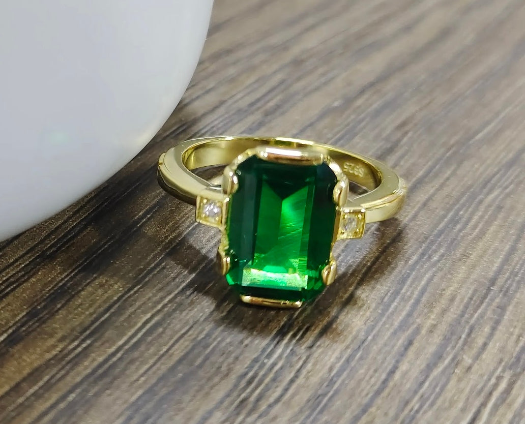 5ct Emerald-Cut Green Sapphire Ring