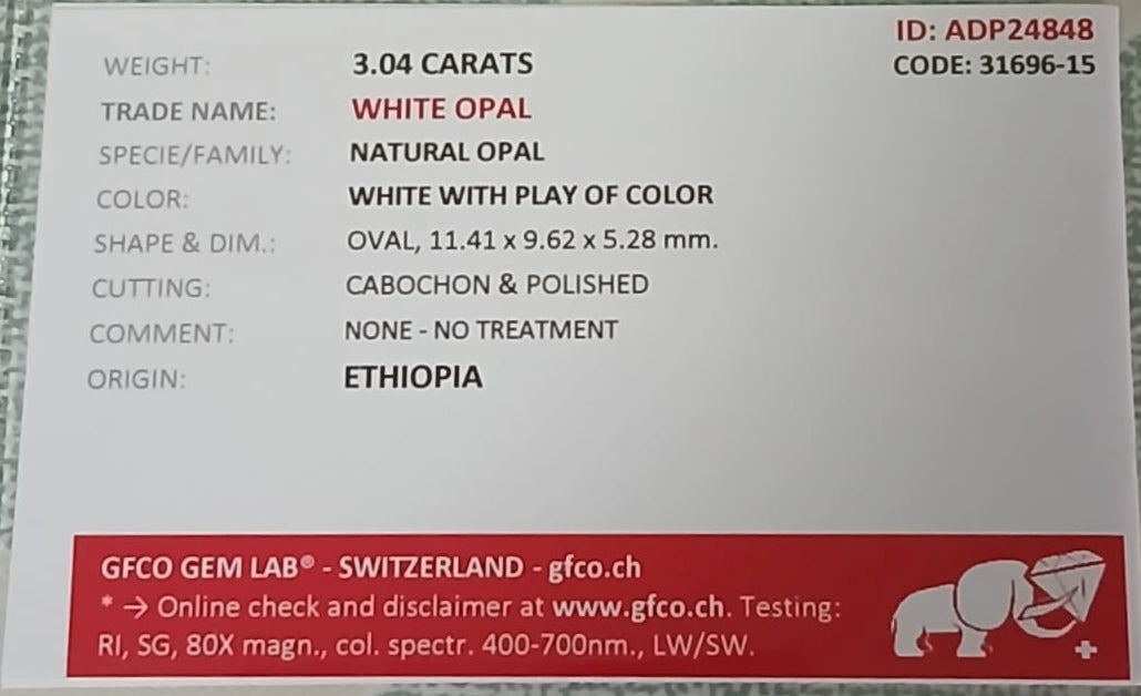 Natural Certified Opal 3.04cts OP32