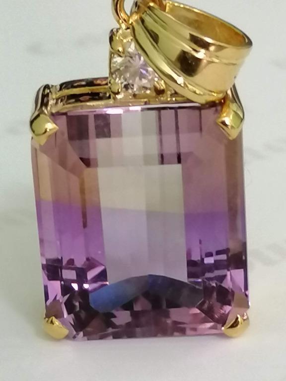 Awesome Bicolor Ametrine Gold Diamond Pendant for Every Day Luxury