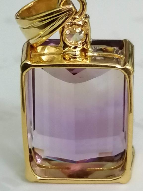 Awesome Bicolor Ametrine Gold Diamond Pendant for Every Day Luxury