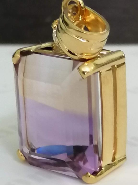 Awesome Bicolor Ametrine Gold Diamond Pendant for Every Day Luxury